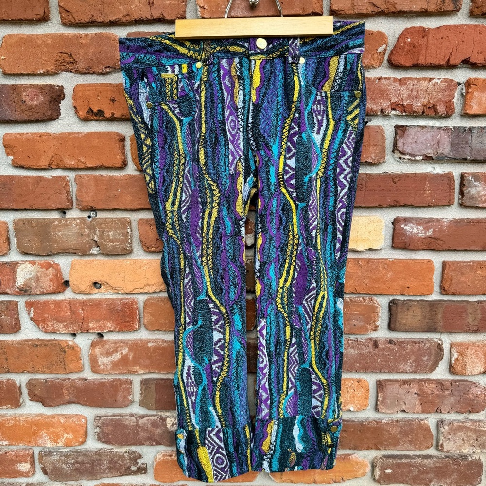 Vintage Funky Colorful Stretch Goldtone
Zip Cropped Pants 11/12
